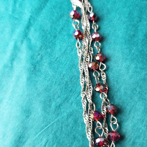 2/20$ Vintage coldwater creek red crystal multiple strands necklace - Picture 4 of 5